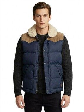 Denim & Supply RALPH LAUREN Sherpa Line Down Puffer Vest Jacket Sz Medium